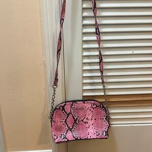 Pink Snake Print Crossbody Bag